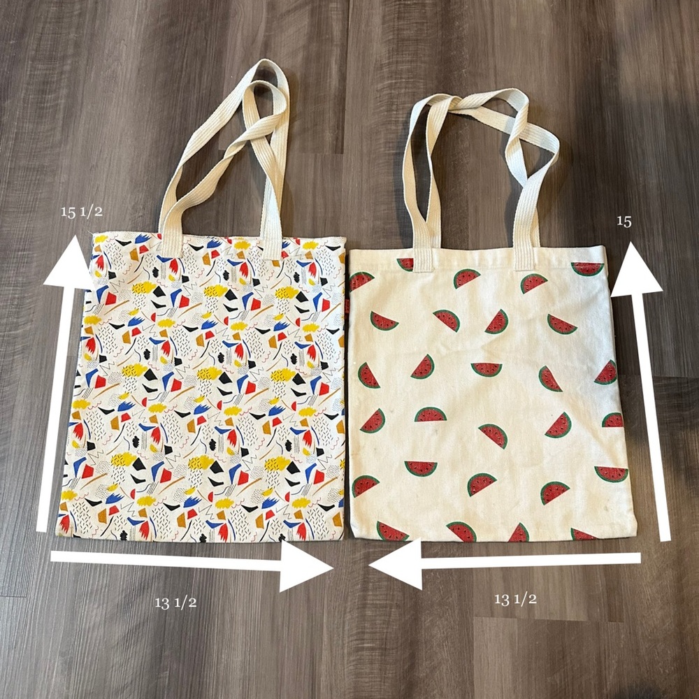 2 Watermelon and colorful Eco bags